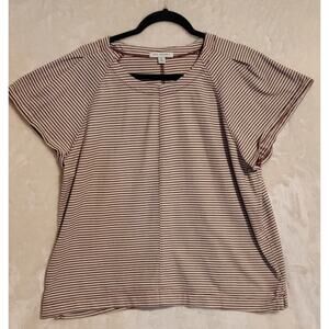 Women's Free Assembly Cotton Striped Boxy Tee With Cap Sleeves Size X-Large